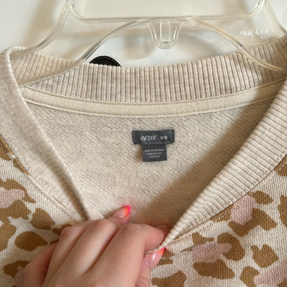 Aerie Leopard Print Oversized Crewneck Sweater - Picture 2 of 3